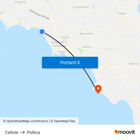 Cellole to Pollica map