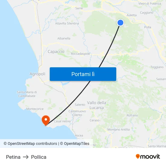 Petina to Pollica map