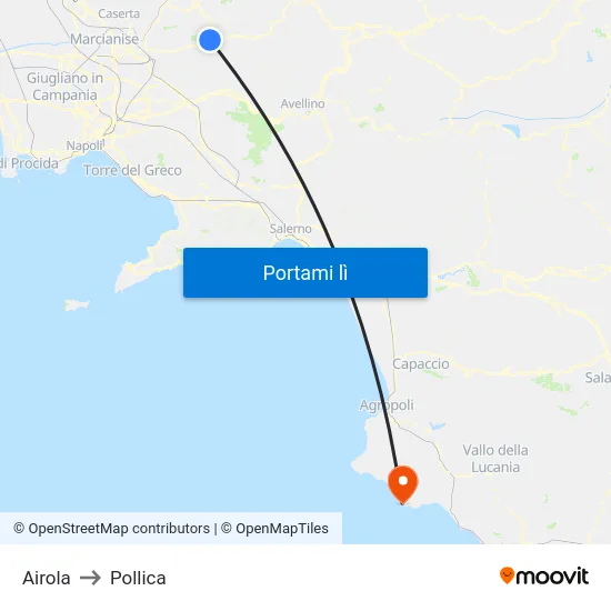 Airola to Pollica map