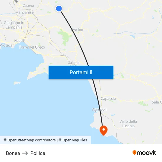 Bonea to Pollica map