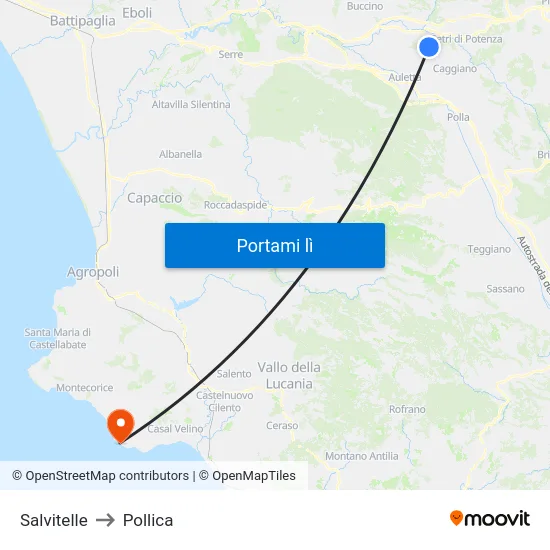 Salvitelle to Pollica map