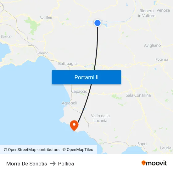 Morra De Sanctis to Pollica map