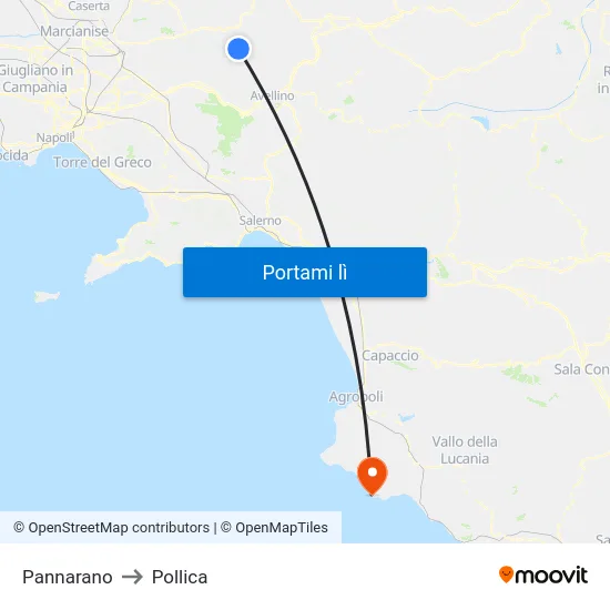 Pannarano to Pollica map