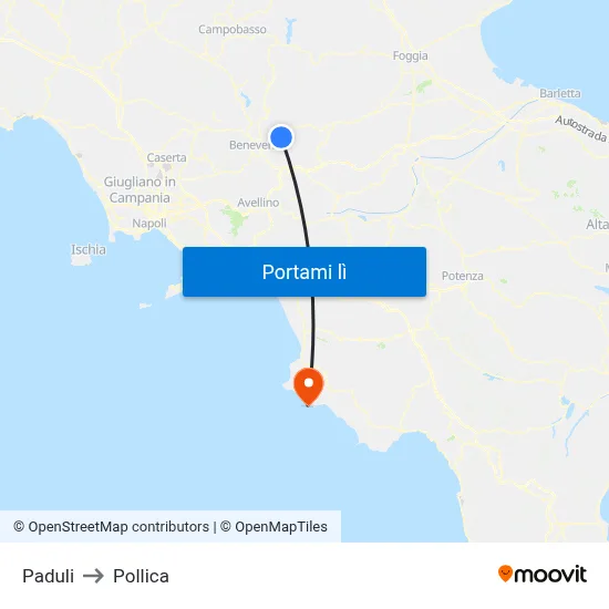 Paduli to Pollica map