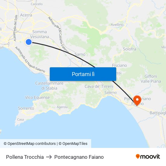 Pollena Trocchia to Pontecagnano Faiano map