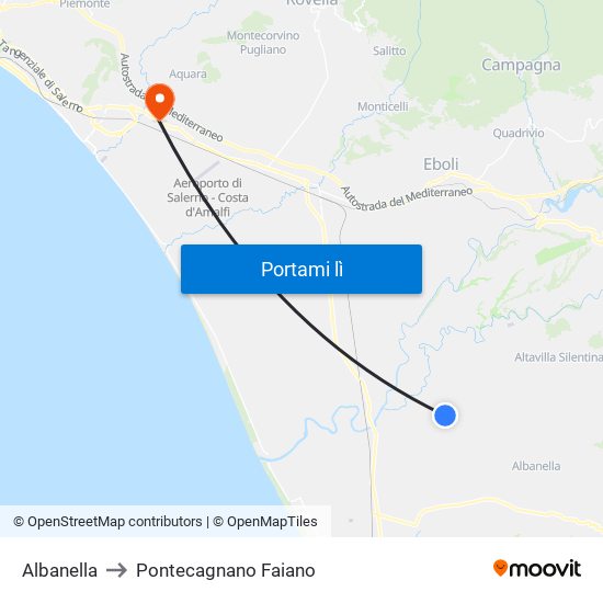 Albanella to Pontecagnano Faiano map