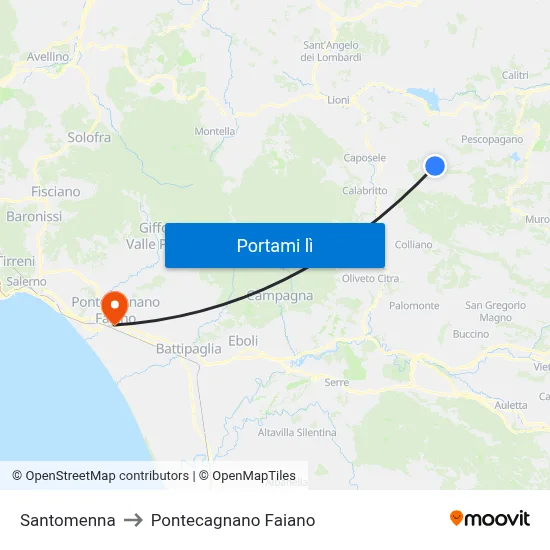 Santomenna to Pontecagnano Faiano map