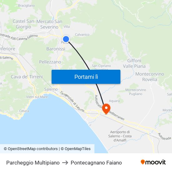 Parcheggio Multipiano to Pontecagnano Faiano map