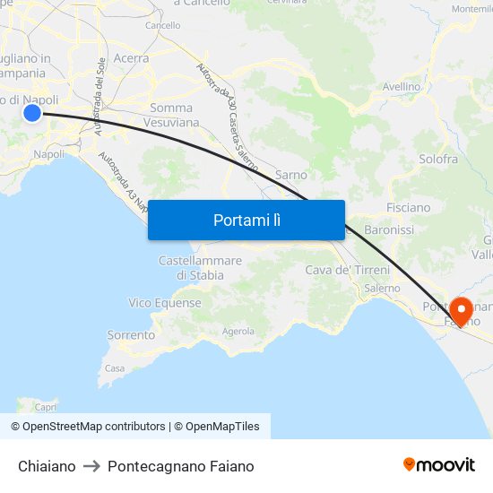 Chiaiano to Pontecagnano Faiano map