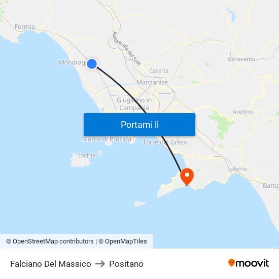 Falciano Del Massico to Positano map