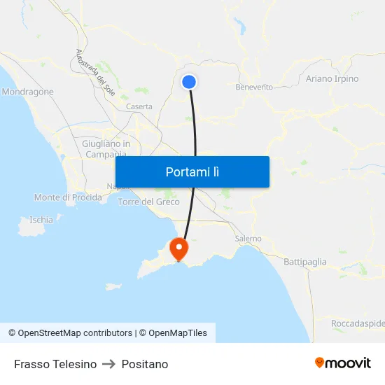Frasso Telesino to Positano map