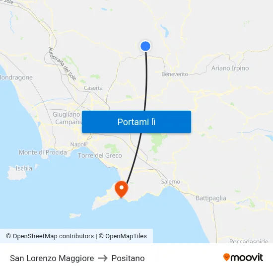 San Lorenzo Maggiore to Positano map