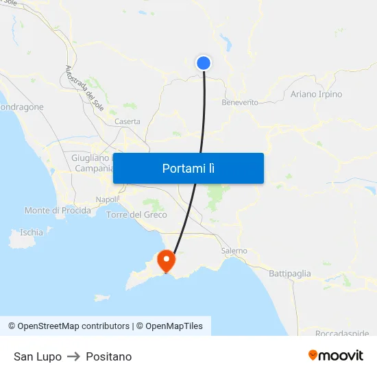 San Lupo to Positano map