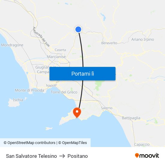 San Salvatore Telesino to Positano map