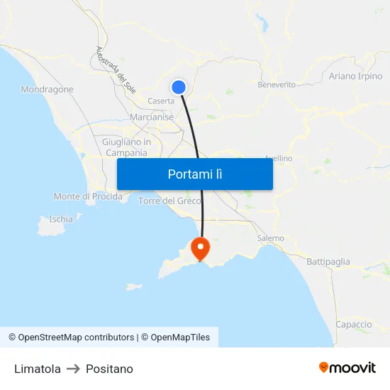 Limatola to Positano map