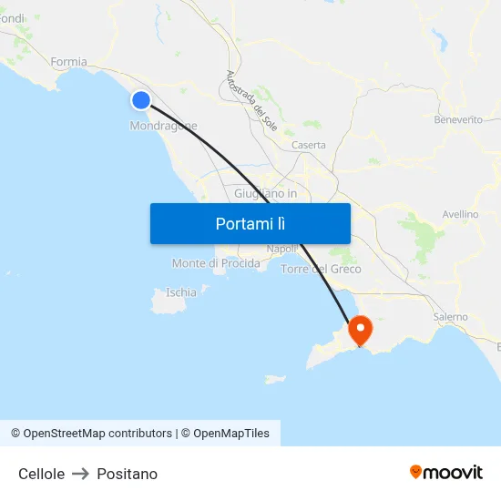 Cellole to Positano map