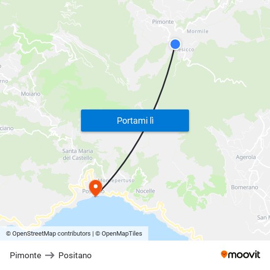 Pimonte to Positano map