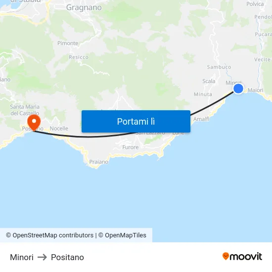 Minori to Positano map