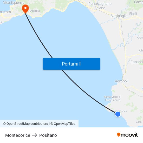 Montecorice to Positano map