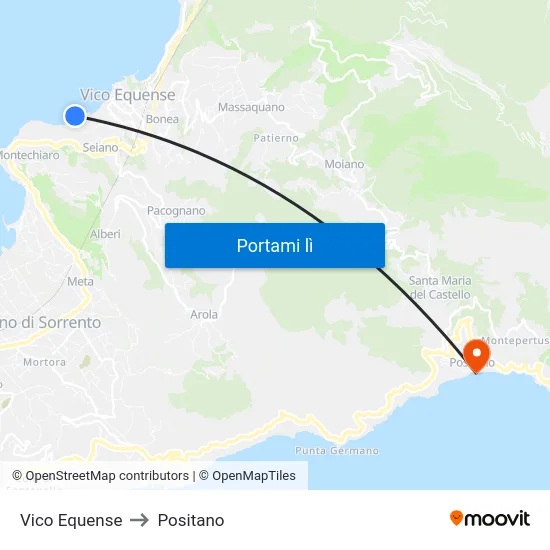 Vico Equense to Positano map