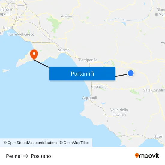 Petina to Positano map