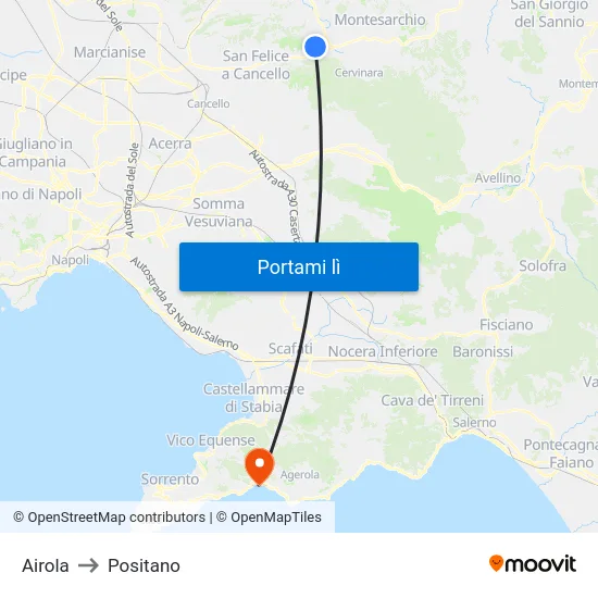 Airola to Positano map
