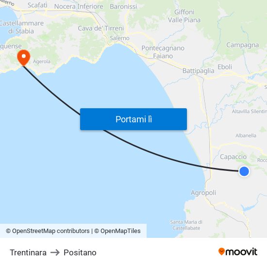 Trentinara to Positano map