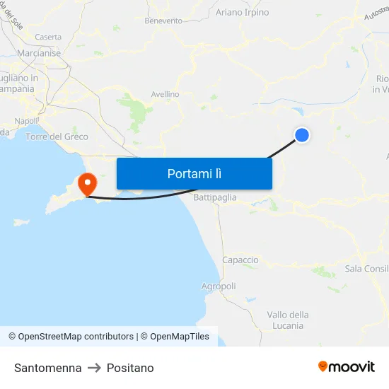 Santomenna to Positano map