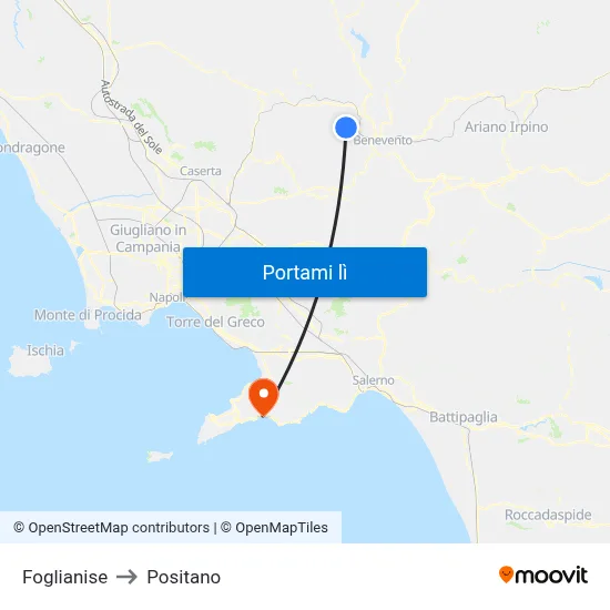 Foglianise to Positano map
