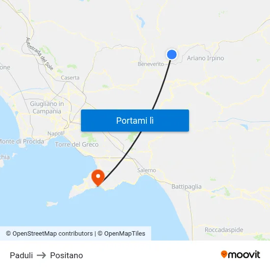 Paduli to Positano map