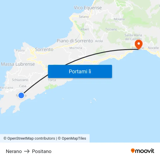 Nerano to Positano map