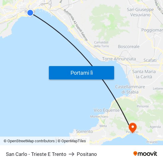 San Carlo - Trieste E Trento to Positano map