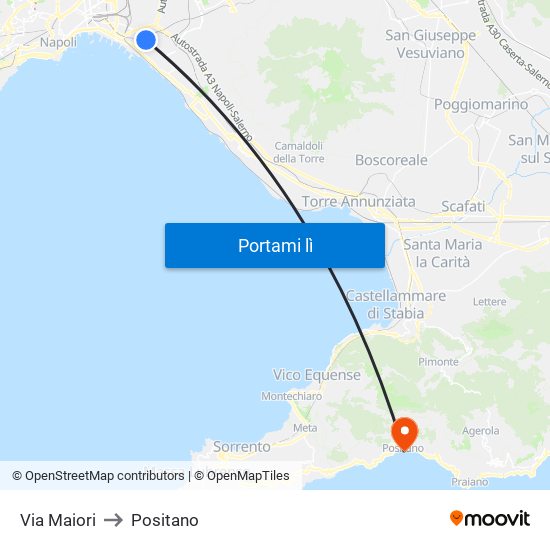 Via Maiori to Positano map