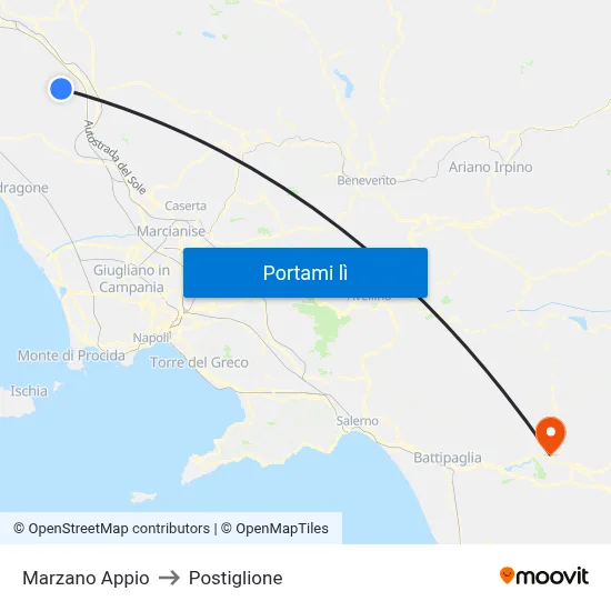 Marzano Appio to Postiglione map