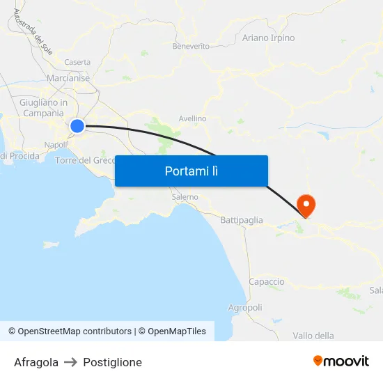Afragola to Postiglione map