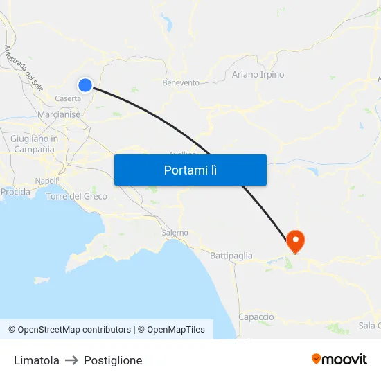 Limatola to Postiglione map