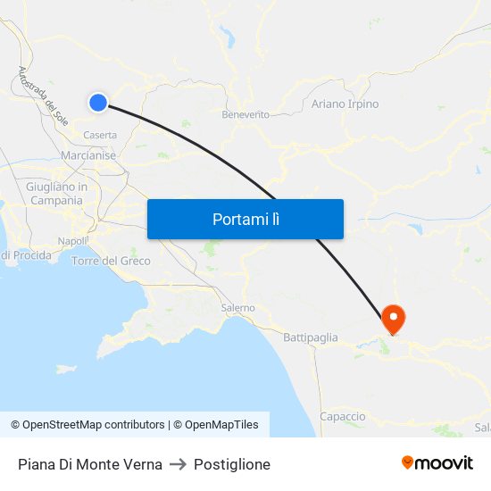 Piana Di Monte Verna to Postiglione map