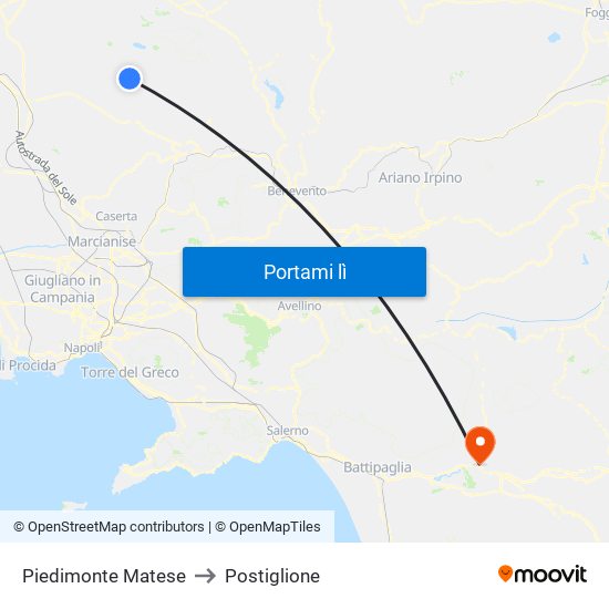 Piedimonte Matese to Postiglione map