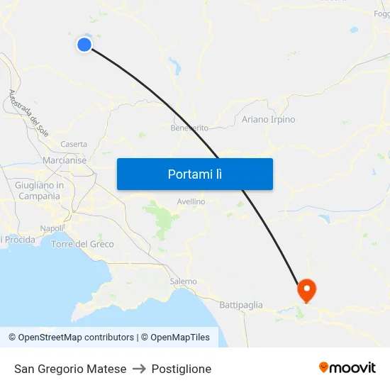San Gregorio Matese to Postiglione map
