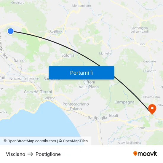 Visciano to Postiglione map