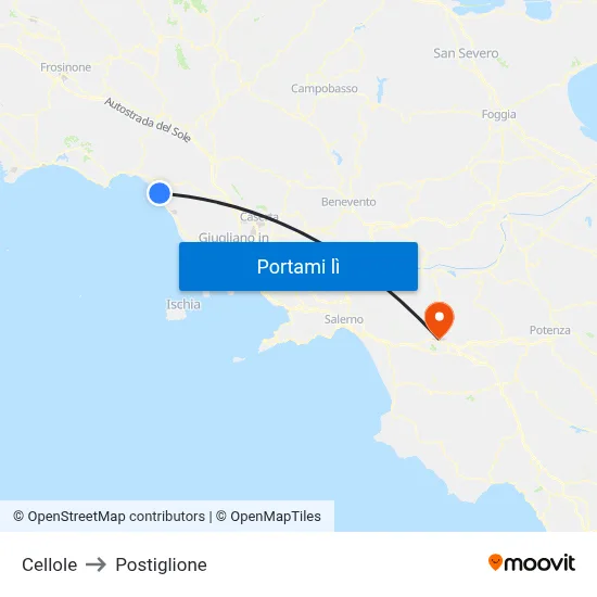 Cellole to Postiglione map