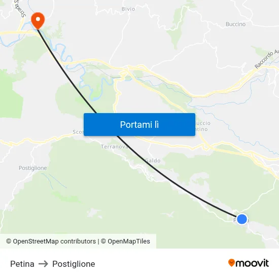 Petina to Postiglione map