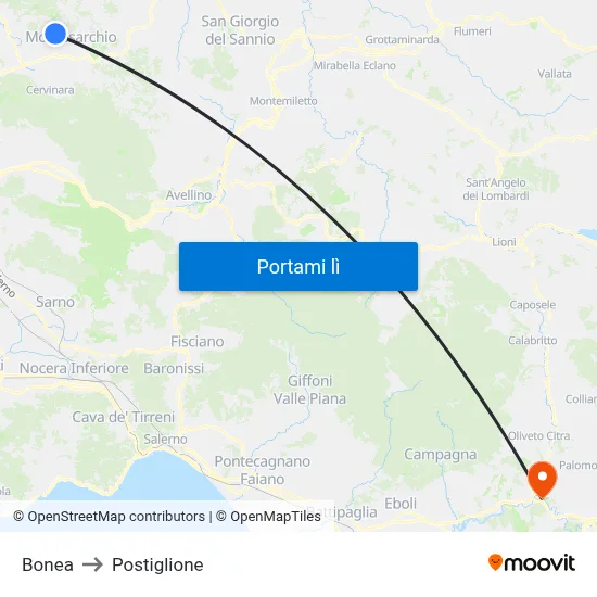 Bonea to Postiglione map