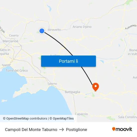 Campoli Del Monte Taburno to Postiglione map