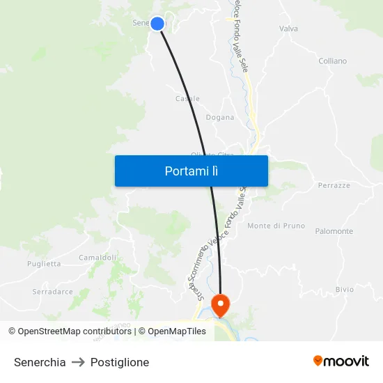 Senerchia to Postiglione map