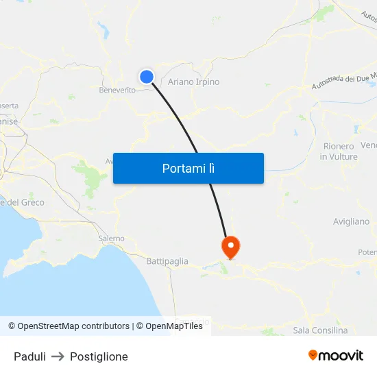 Paduli to Postiglione map