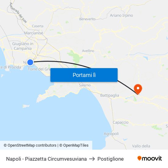 Napoli - Piazzetta Circumvesuviana to Postiglione map