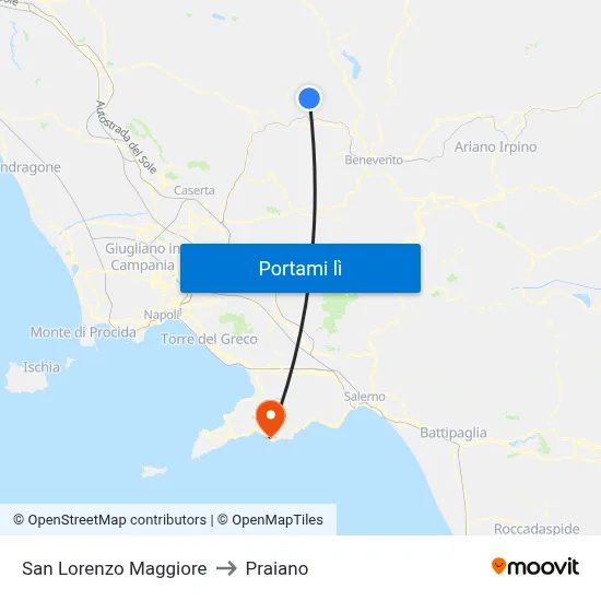 San Lorenzo Maggiore to Praiano map