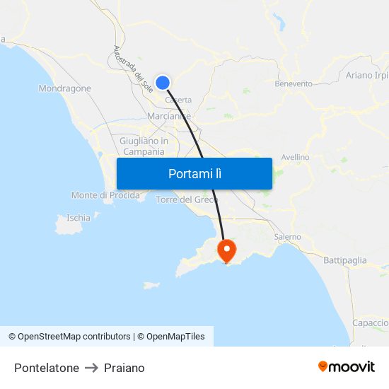 Pontelatone to Praiano map