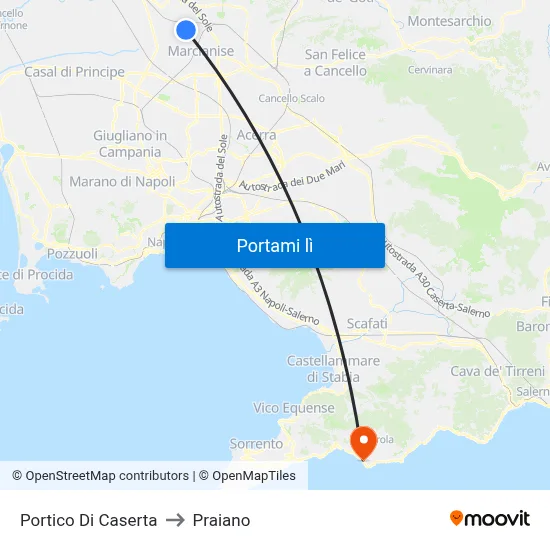 Portico Di Caserta to Praiano map